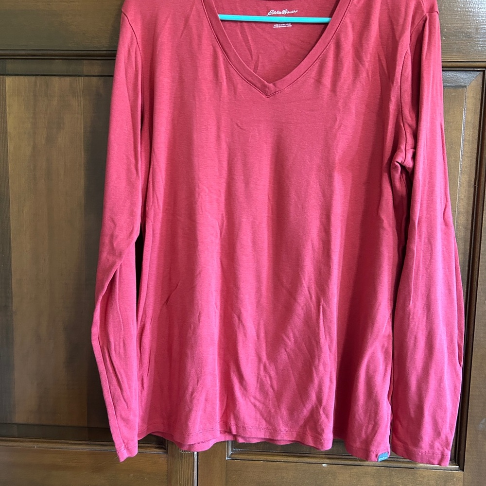 Eddie Bauer Women's Long Sleeve orange Tee
